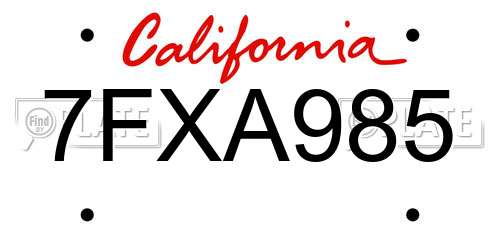 7FXA985 California License Plate