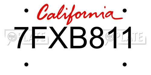 7FXB811 California License Plate