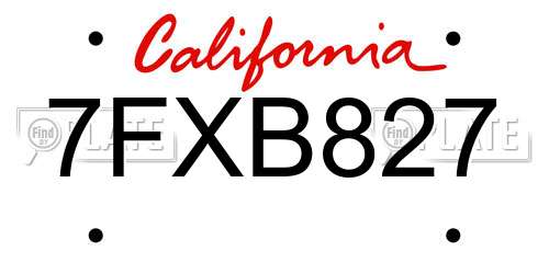 7FXB827 California License Plate
