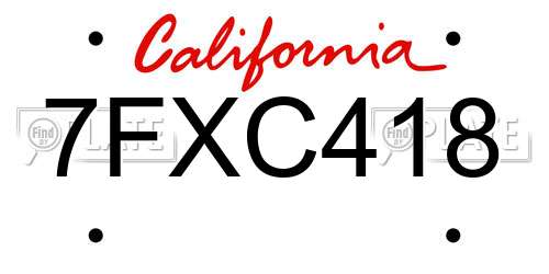 7FXC418 California License Plate