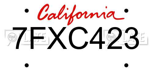 7FXC423 California License Plate