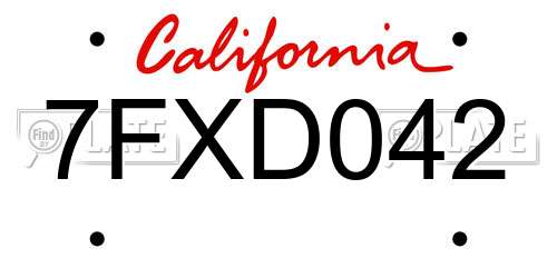 7FXD042 California License Plate