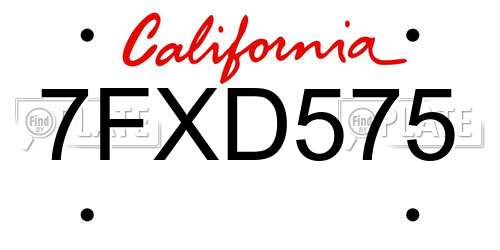 7FXD575 California License Plate