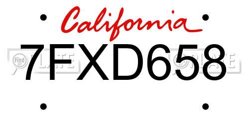 7FXD658 California License Plate