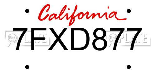 7FXD877 California License Plate