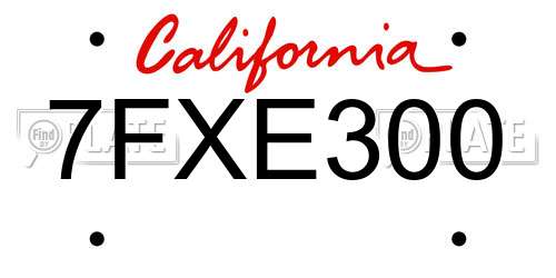 7FXE300 California License Plate