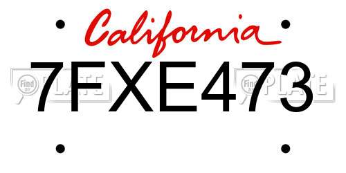 7FXE473 California License Plate