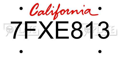 7FXE813 California License Plate