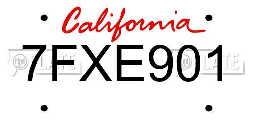 7FXE901 California License Plate