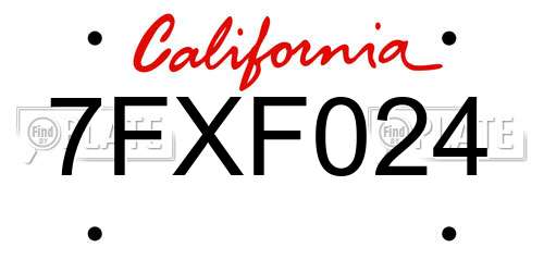 7FXF024 California License Plate