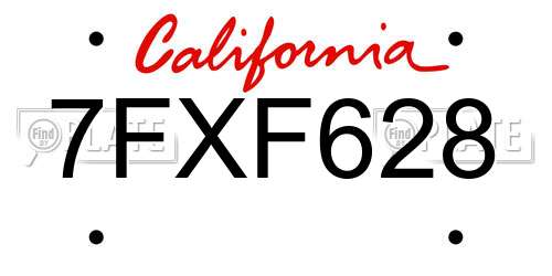 7FXF628 California License Plate