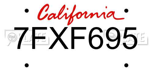 7FXF695 California License Plate