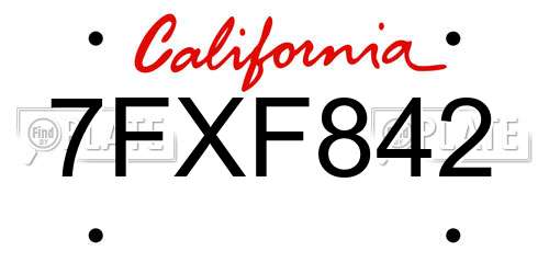 7FXF842 California License Plate