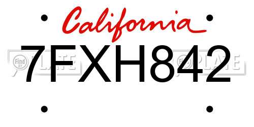 7FXH842 California License Plate