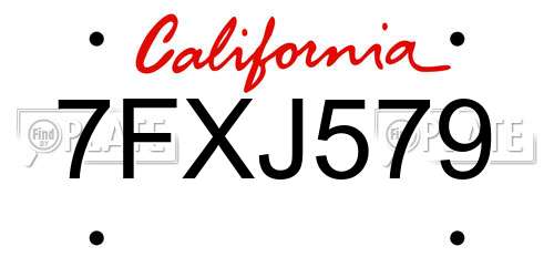 7FXJ579 California License Plate