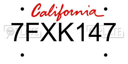 7FXK147 California License Plate