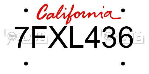 7FXL436 California License Plate