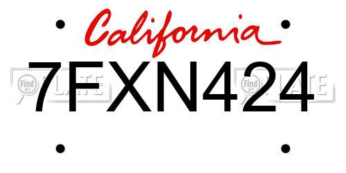 7FXN424 California License Plate
