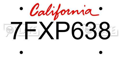 7FXP638 California License Plate