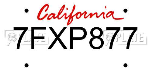 7FXP877 California License Plate