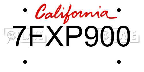 7FXP900 California License Plate