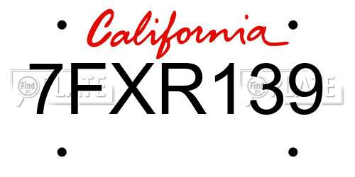 7FXR139 California License Plate
