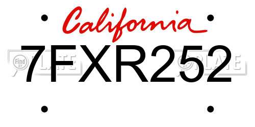 7FXR252 California License Plate