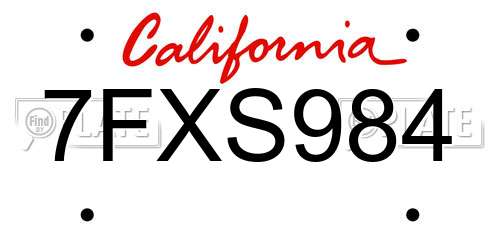 7FXS984 California License Plate