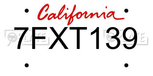7FXT139 California License Plate