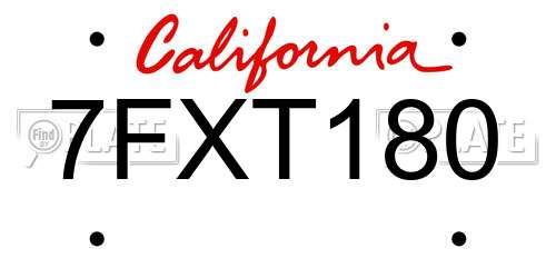 7FXT180 California License Plate