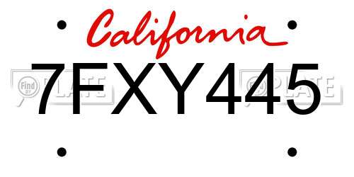 7FXY445 California License Plate