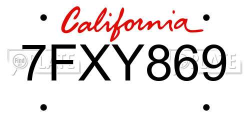 7FXY869 California License Plate