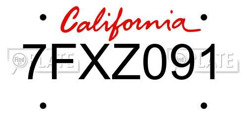 7FXZ091 California License Plate