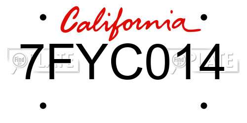7FYC014 California License Plate
