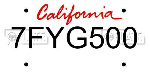 7FYG500 California License Plate
