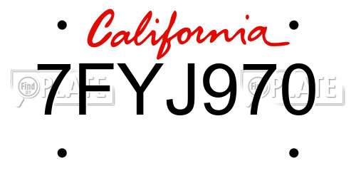 7FYJ970 California License Plate