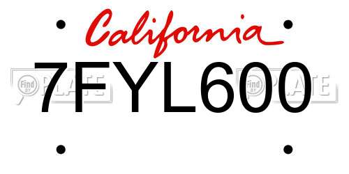 7FYL600 California License Plate