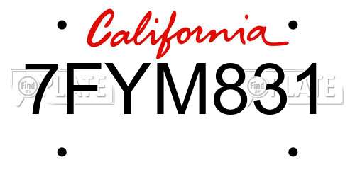 7FYM831 California License Plate