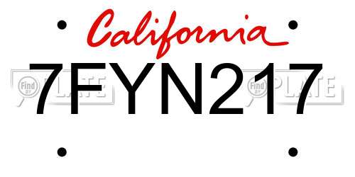 7FYN217 California License Plate