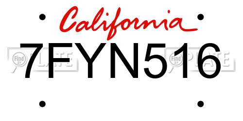 7FYN516 California License Plate