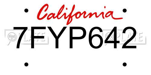 7FYP642 California License Plate