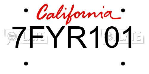 7FYR101 California License Plate