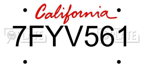 7FYV561 California License Plate