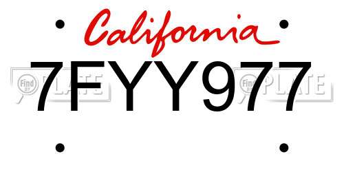 7FYY977 California License Plate