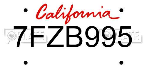 7FZB995 California License Plate