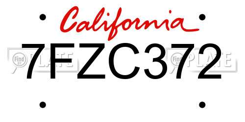 7FZC372 California License Plate