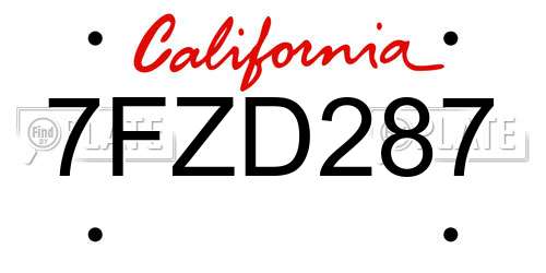 7FZD287 California License Plate