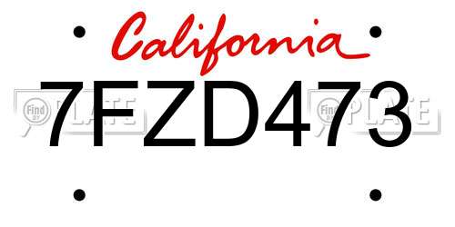 7FZD473 California License Plate