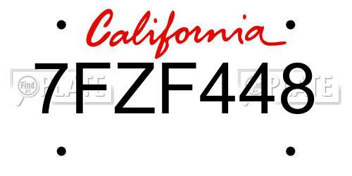 7FZF448 California License Plate