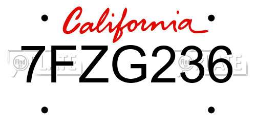 7FZG236 California License Plate